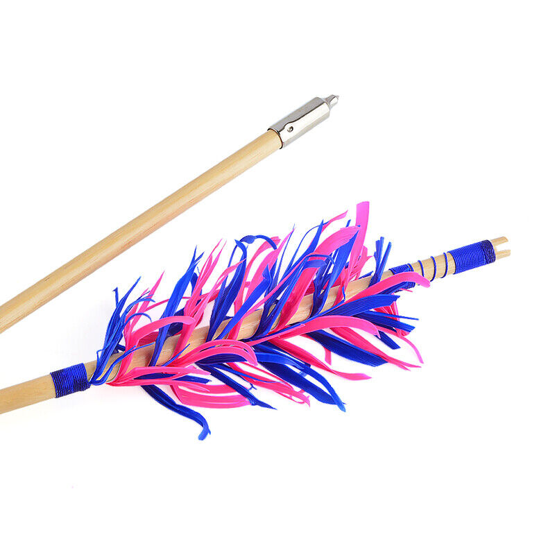 12X Wooden Arrows Handmade Shaft Archery Flu-Flu Spiral Wrap Feather Longbow Hunt